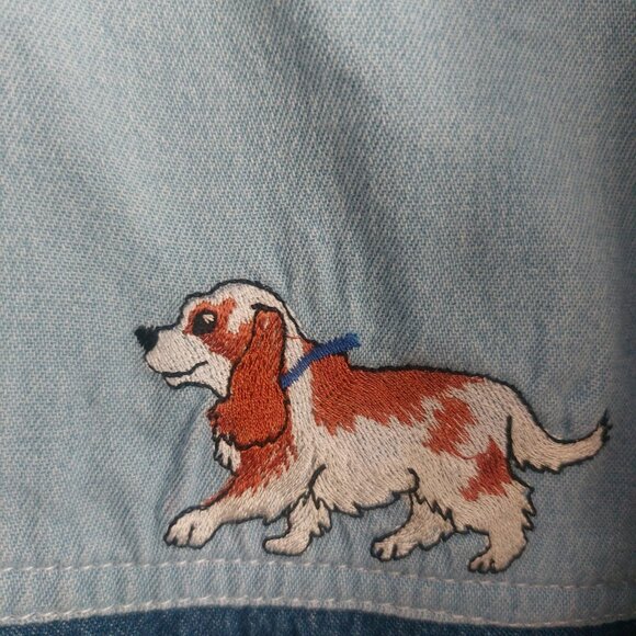 Dog Lovers Denim Shirt 2XL Embroidery 100% Cotton Long Sleeves Button Up BLAIR - Picture 3 of 14